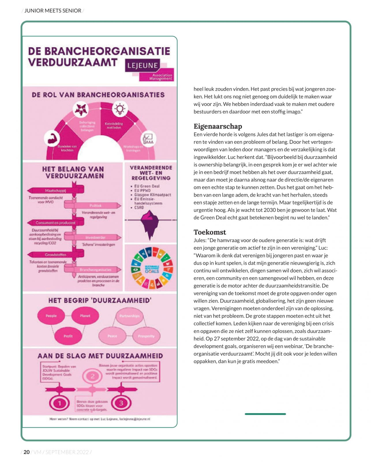 Interview in Verenigingsmagazine: Junior Luc meets senior Jules